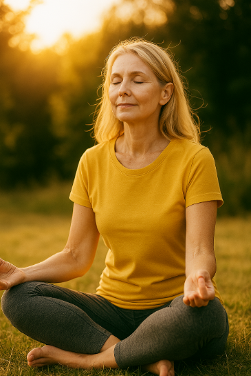 조용한 공간에서 명상하고 있는 모습
