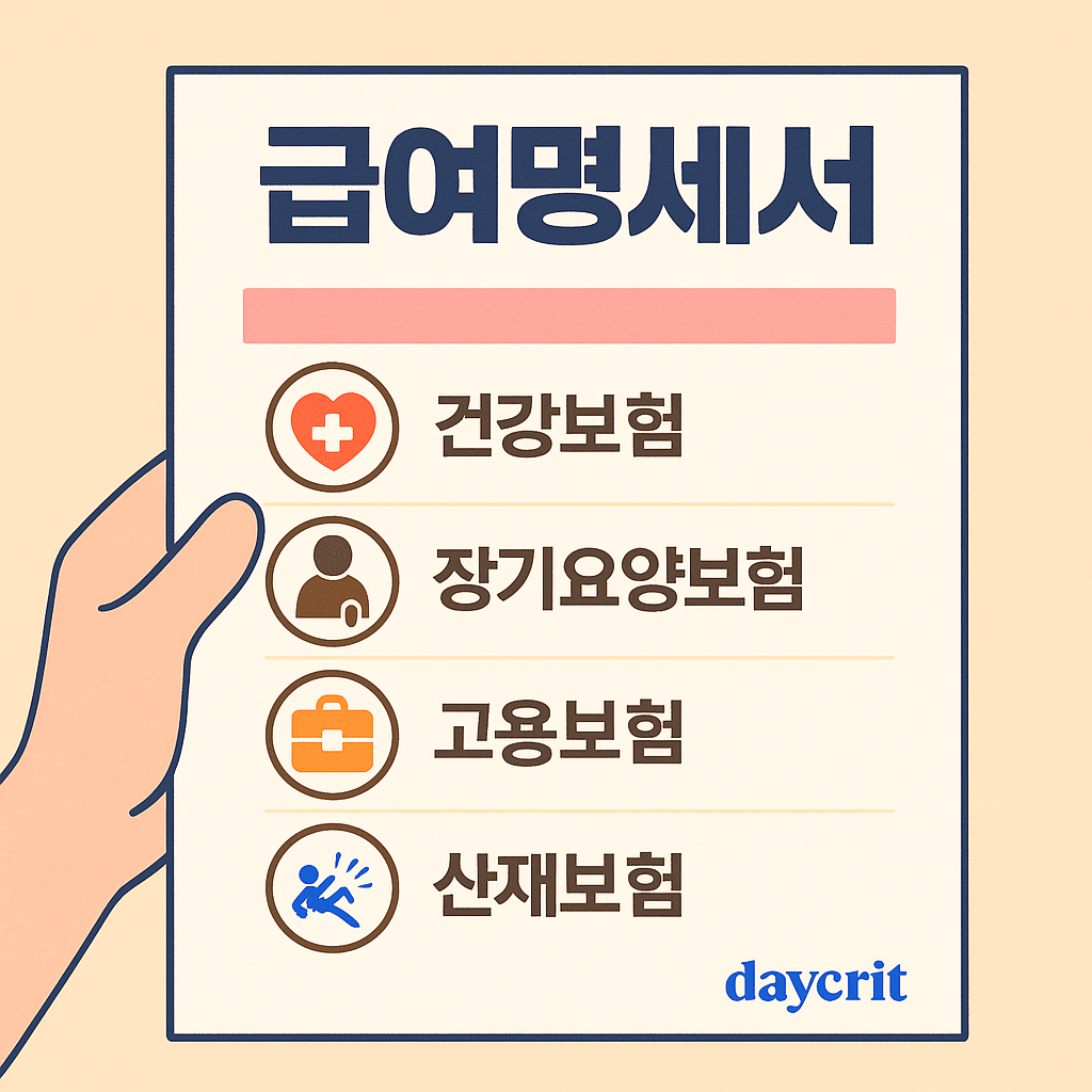 급여명세서에서 4대보험 공제 항목
