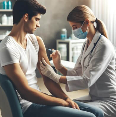 백신접종하는 환자