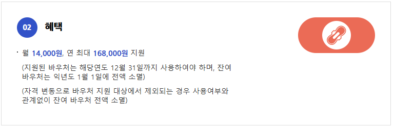 생리용품 바우처 지원 혜택
