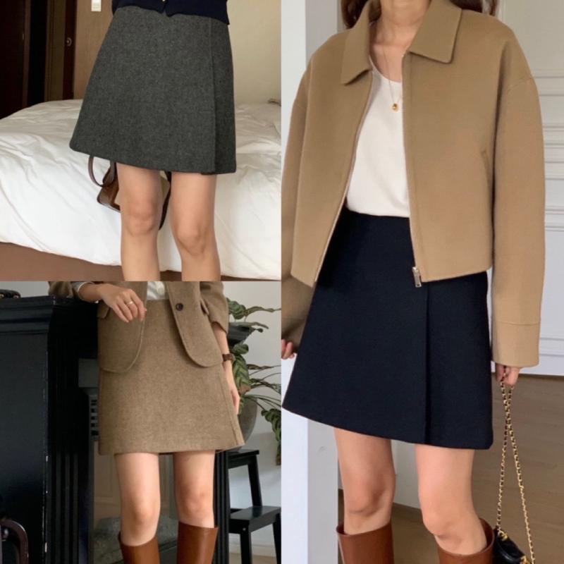 (차콜SM 베S 당일/스커트 1등/쿠폰 무배) 리브레 울 노튼 스커트 A라인 미니 스커트