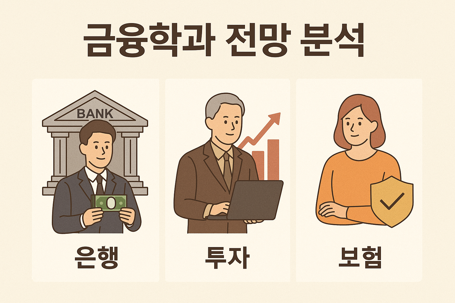 은행, 투자, 보험 직무를 설명하는 한국어 정보 이미지