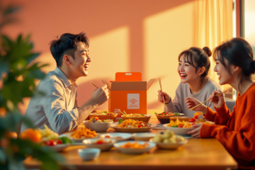 공공배달앱으로 주문하여 음식을 먹고있는 가족