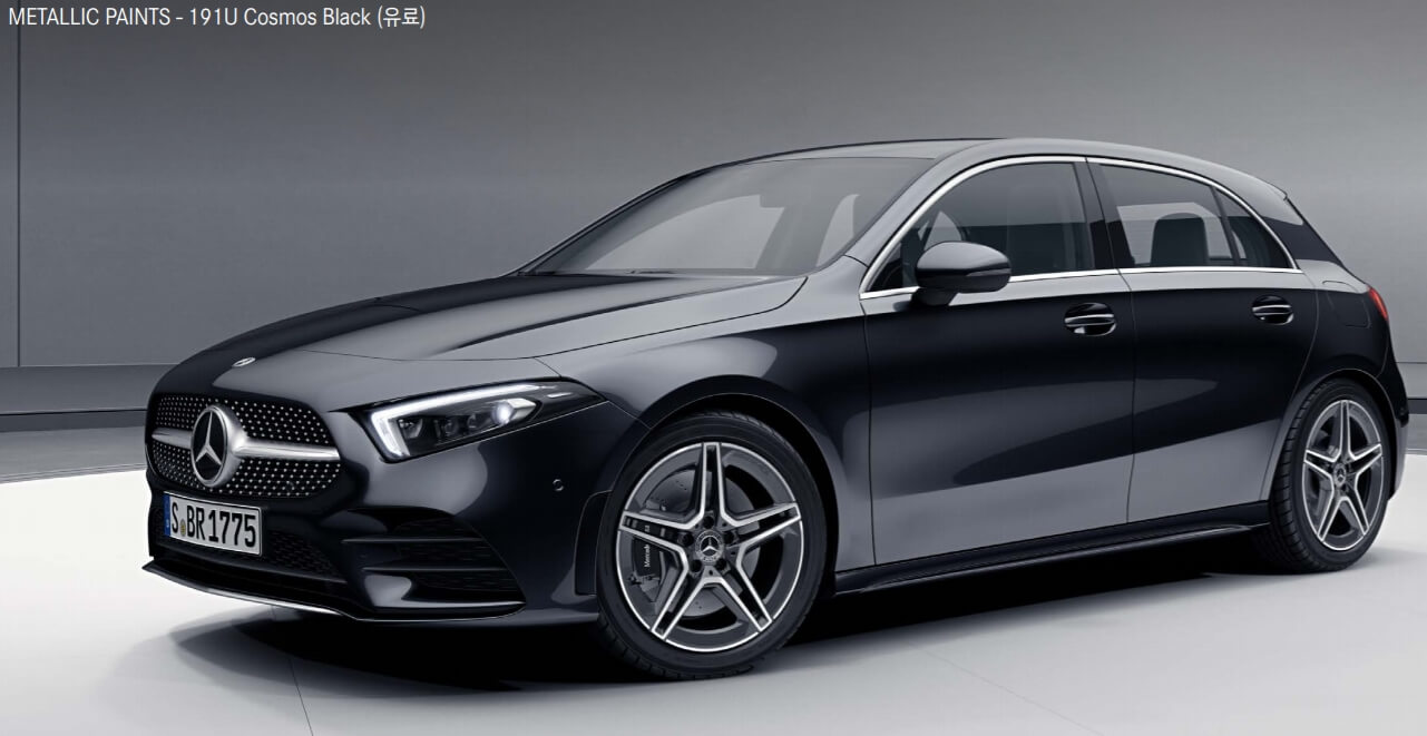 벤츠 A 클래스 해치백 색상코드 - Cosmos Black(색상 코드 : 191)