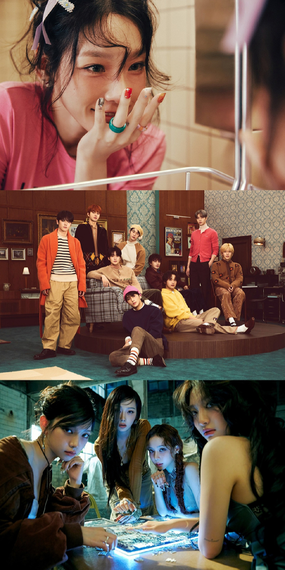 SM엔터테인먼트 소속 태연(위)&#44; NCT127(가운데)&#44; 에스파(아래)가 1월 둘째주 음악방송에서 1위를 석권하며 저력을 입증하고 있다. [사진=SM엔터테인먼트]