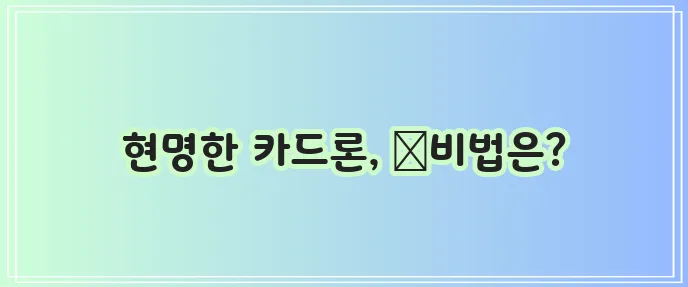 신용카드 단기 대출 공정하게 쓰는 법 알아야죠!