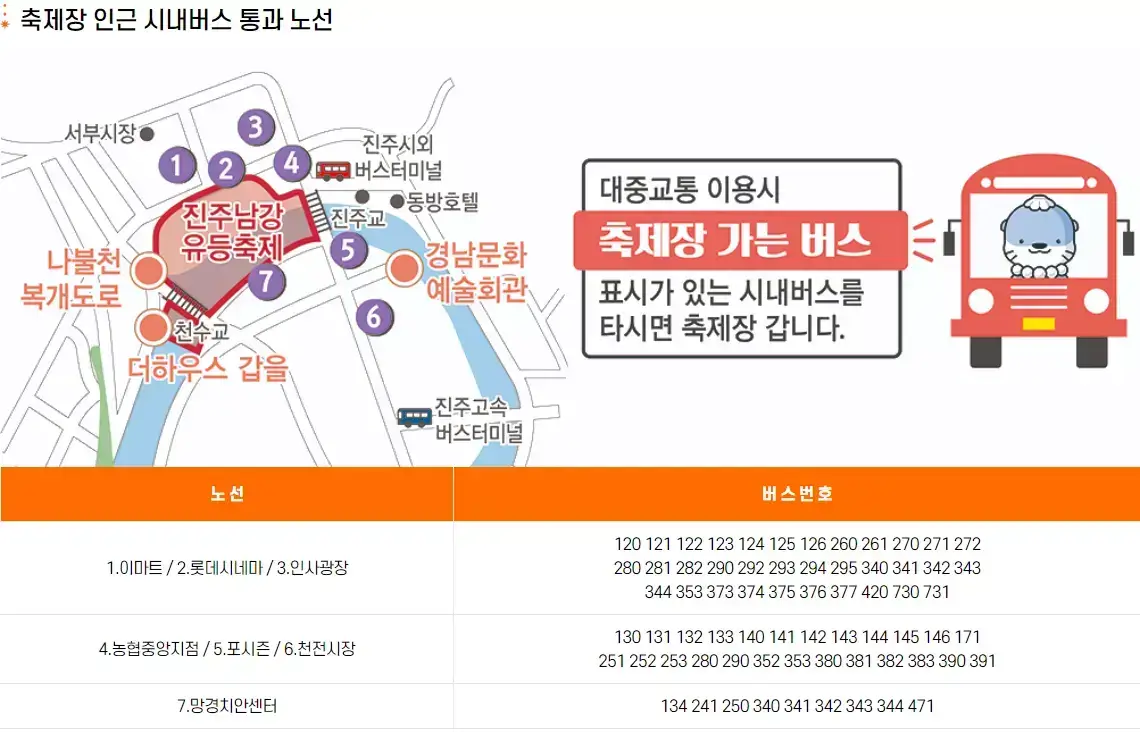 진주 남강유등축제 시내버스