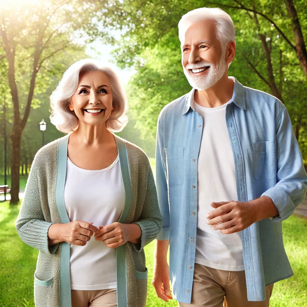 건강한 삶을 이어가고 있는 노인부부의 모습