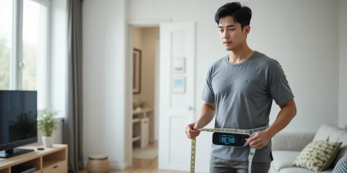 스마트 체중계로 체지방률을 확인하는 남성 모습