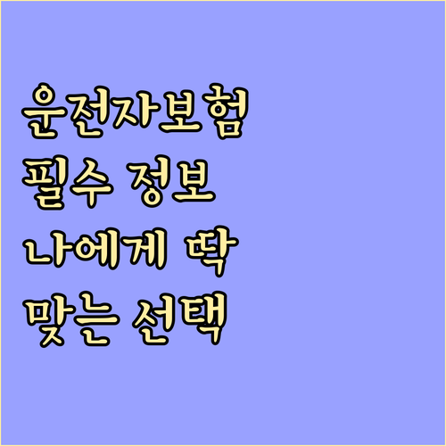 필수 운전자보험, 나에게 맞는 선택 ..