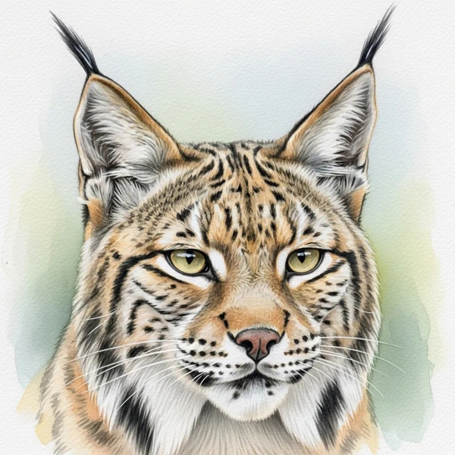 뾰족한 귀와 매력적인 수염을 가진 리베리아 시라소니 얼굴