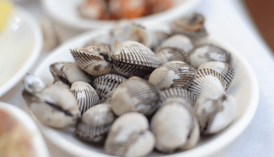 꼬막 효능은 숙취해소 성장 발육에 도움이 되기 때문에 맛있게 요리되어 접시에 담겨 있다