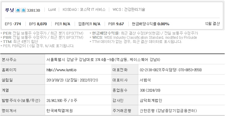 루닛 주가 기업개요 (1211)