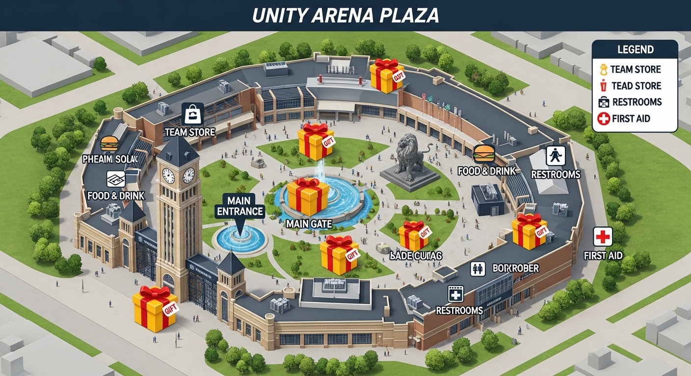 고양 아레나 중앙 광장 시계탑 주변 나눔 구역 표시 지도