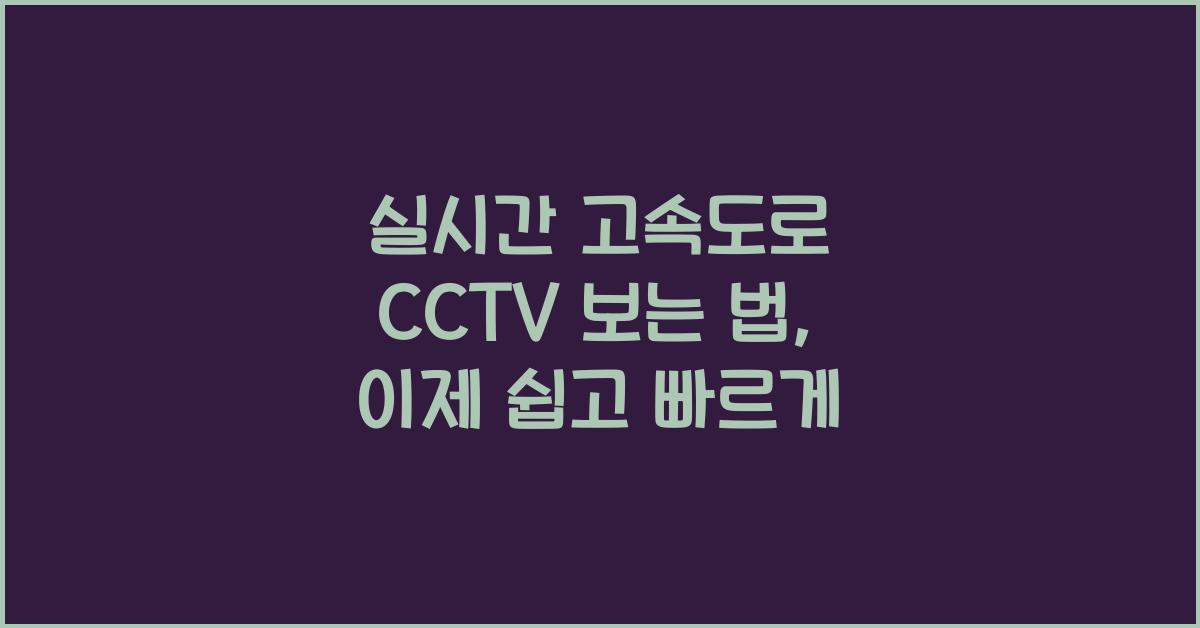 실시간 고속도로 cctv 보는 법