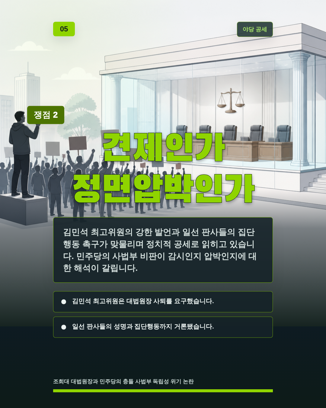 견제인가 정면압박인가