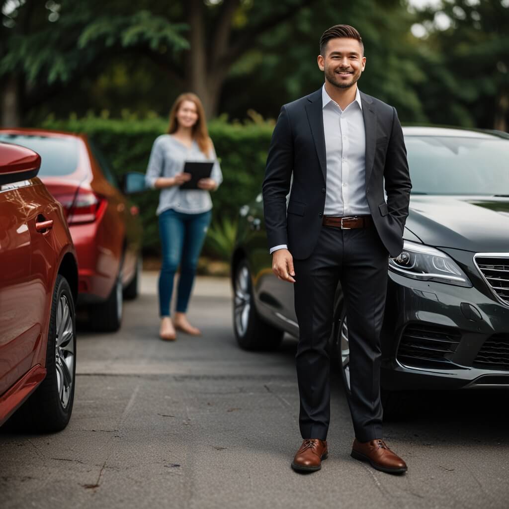 자동차-앞에-서있는-딜러