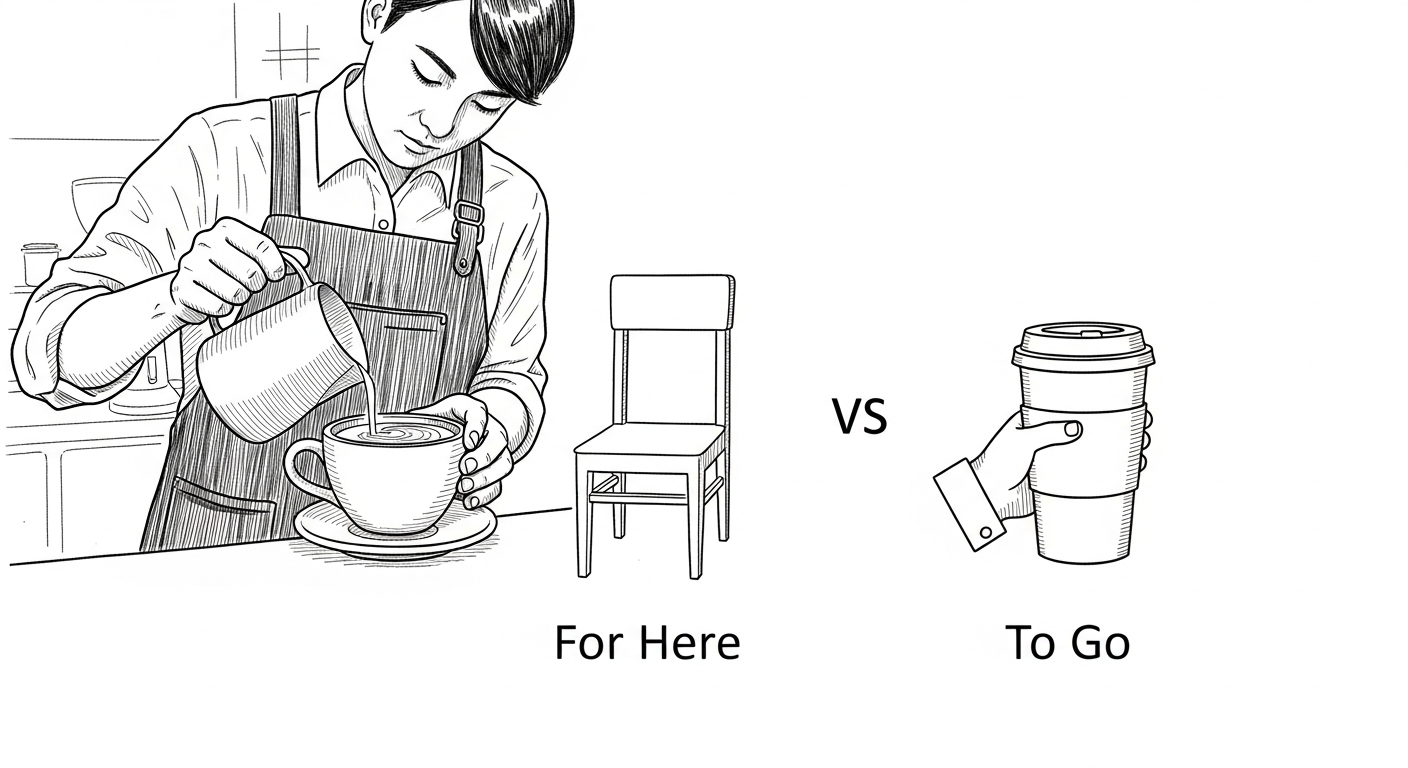 For Here To Go 용기 구분