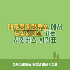 대구용계정류소에서 포항터미널 가는 시외버스 시간표 최신정보