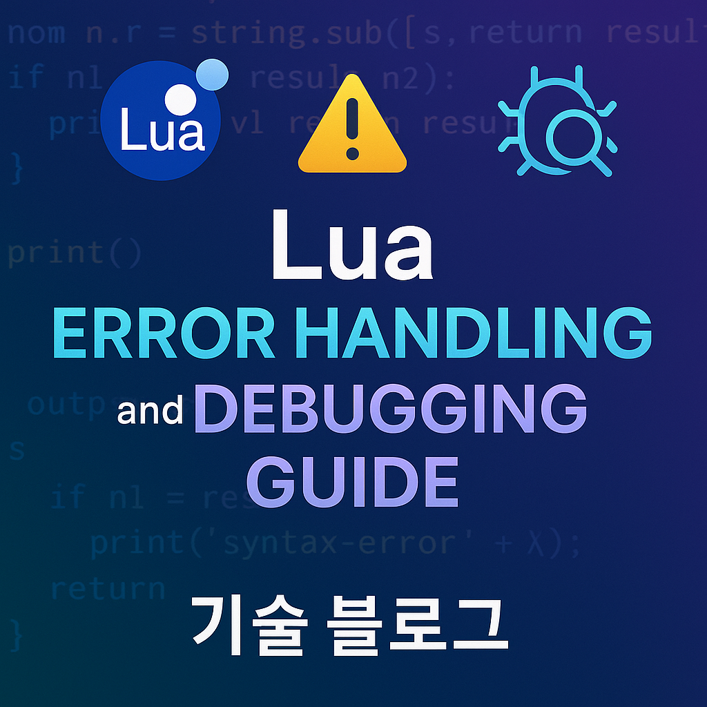 루아 입문 시리즈 #5: 루아 에러 처리와 디버깅 완벽 가이드 - 안정적인 Lua 애플리케이션 개발을 위한 실전 기법