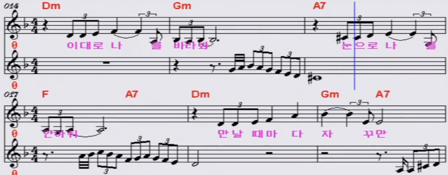 조정민(장윤정) 애가타 악보 노래방