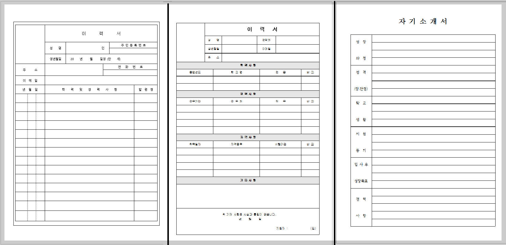 이력서와 자기소개서