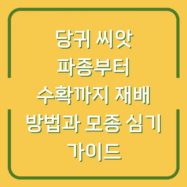 당귀 씨앗 파종부터 수확까지 재배 방법과 모종 심기 가이드