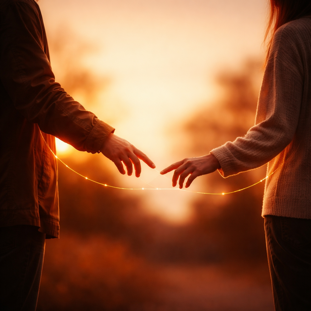 “완전히 떠나지 못한 채 연결된 두 사람의 손, 아리랑 속 한(恨)과 관계를 유지하는 구조를 보여주는 이미지”