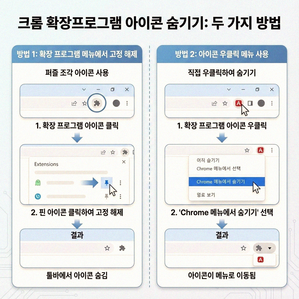 크롬 확장프로그램 아이콘 깔끔하게 숨기는 방법 알아보기
