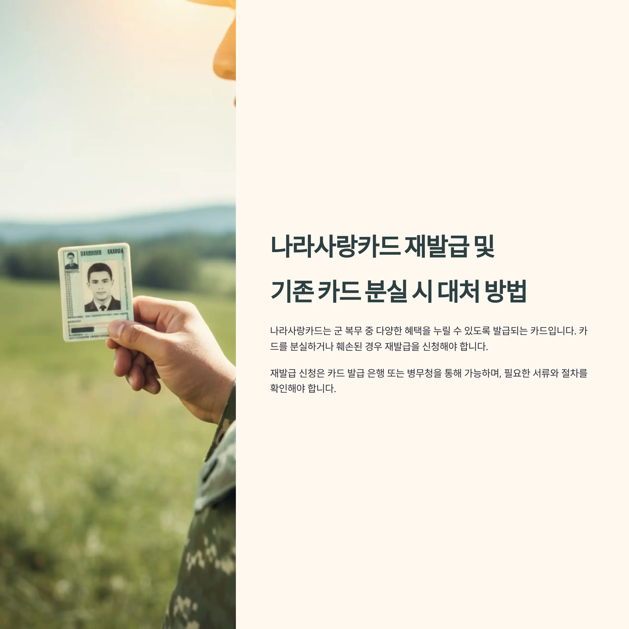 나라사랑카드 재발급 및 기존 카드 분실 시 대처 방법