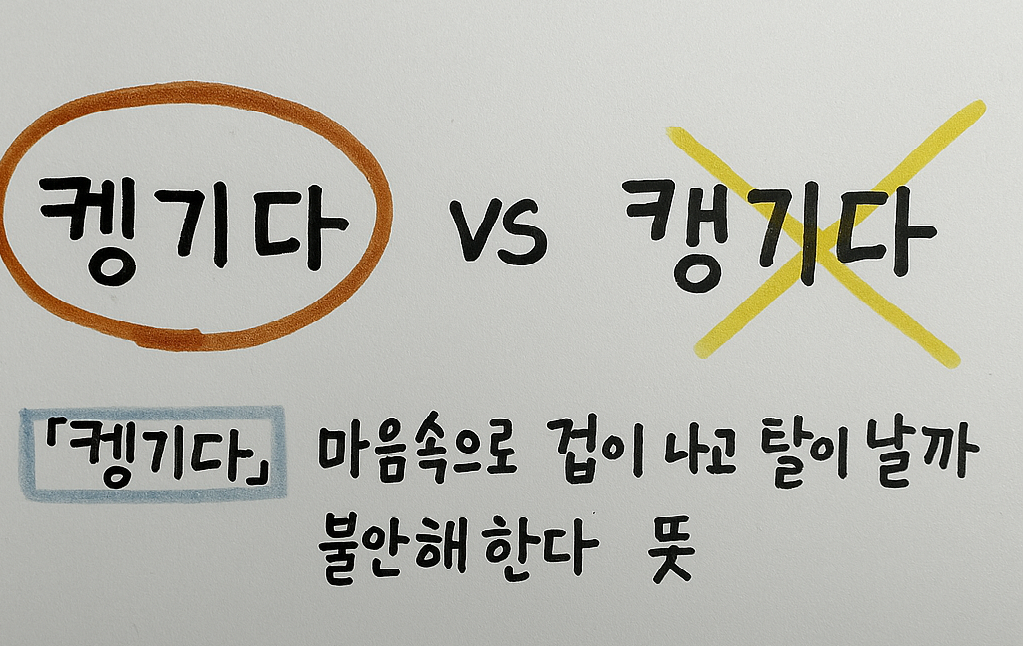 켕기다vs캥기다
