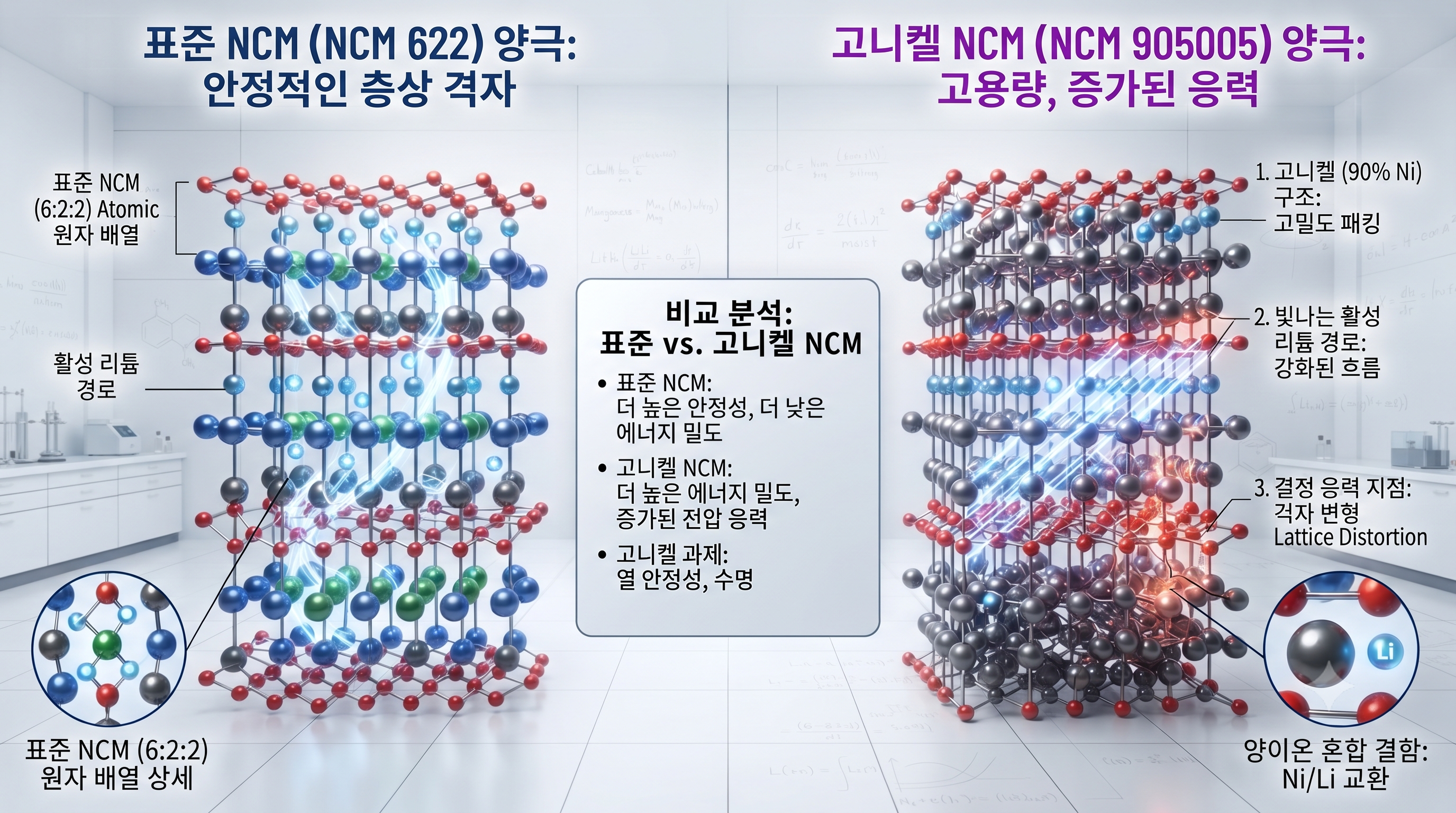 표준 NCM 과 고니켈 NCM 의 비교 이미지