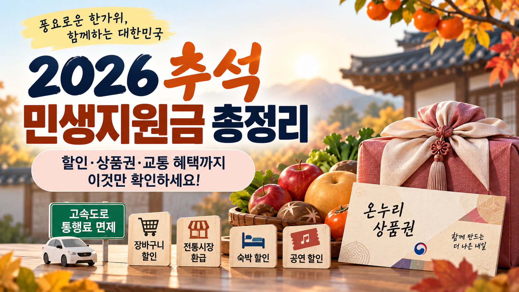 2026 추석 민생지원금 총정리 전 국민 지급? 할인·상품권·소상공인 지원까지 이것만 확인하세요