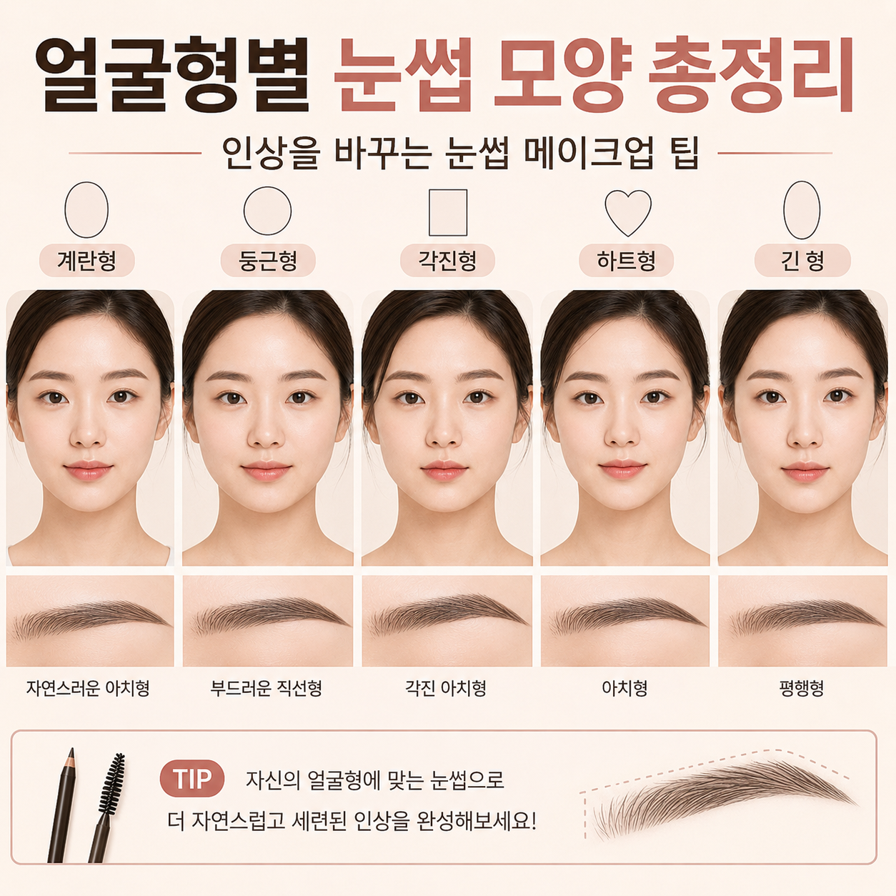 얼굴형별 눈썹 모양