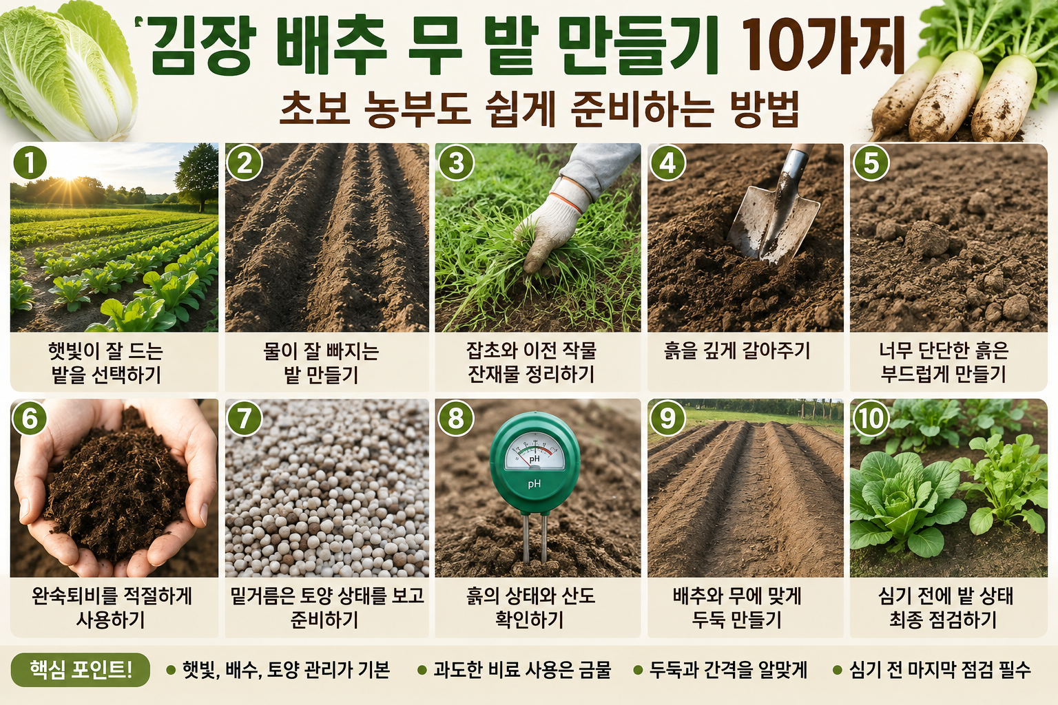 김장 배추 무 밭 만들기 10가지, 초보 농부도 쉽게 준비하는 방법