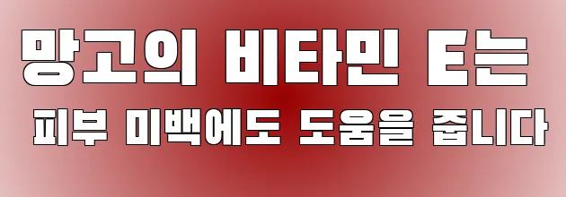 망고의 비타민 E는 피부 미백에도 도움을 줍니다