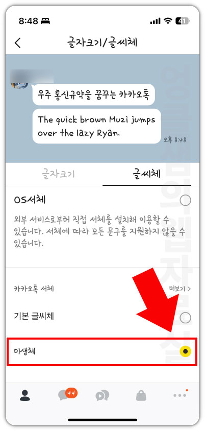 아이폰 카카오톡 서체 글씨체 변경