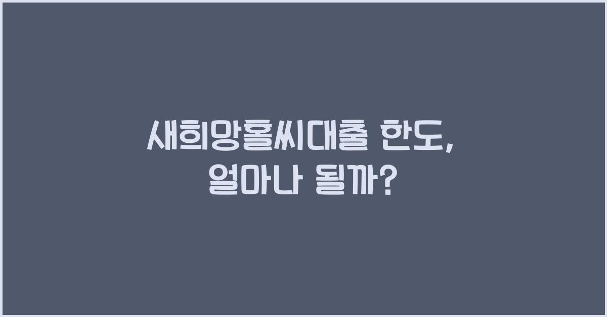 새희망홀씨대출 한도