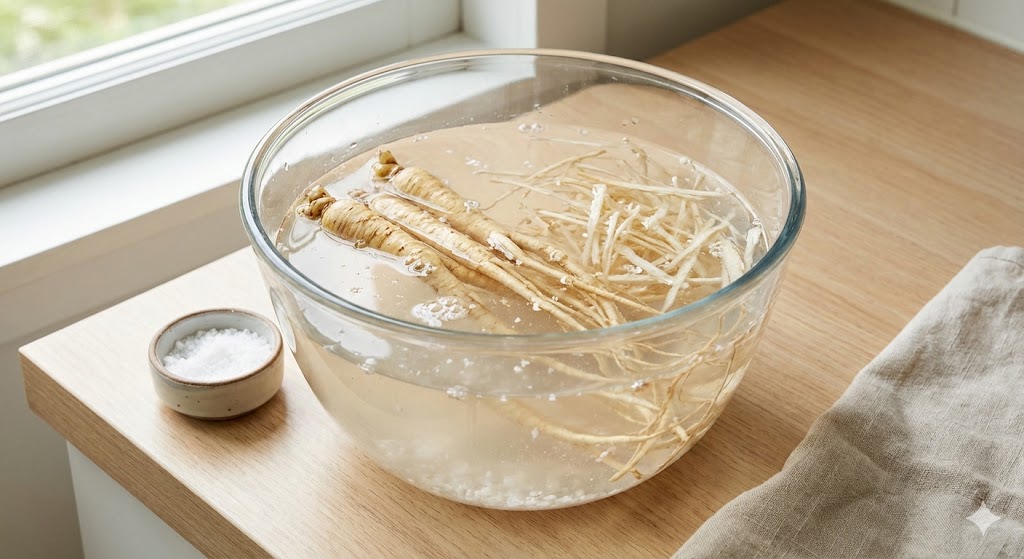 도라지 특유의 아린 쓴맛은 제거하고 사포닌 파괴를 최소화하여 위장 부담을 줄이고 영양 흡수를 원활하게 돕는 도라지 소금물 손질법