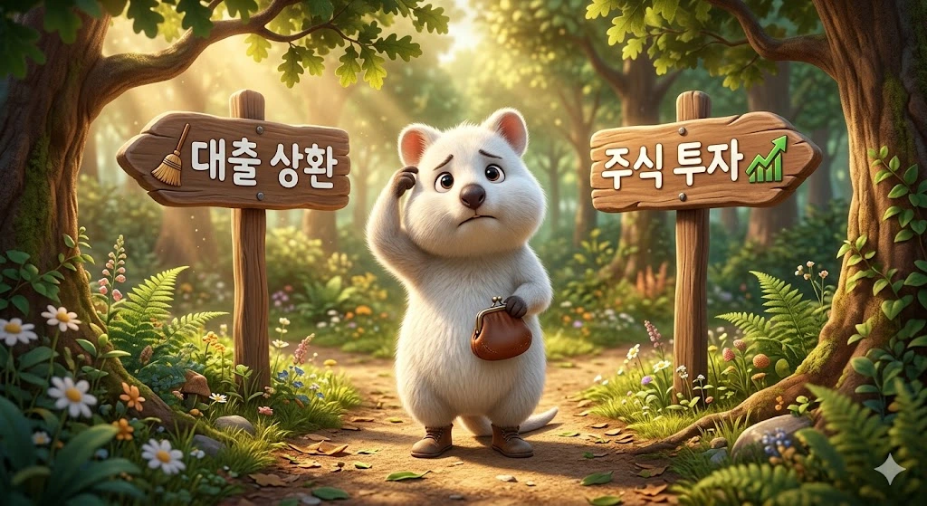 여윳돈으로 대출 상환과 투자 중 고민하는 백쿼카