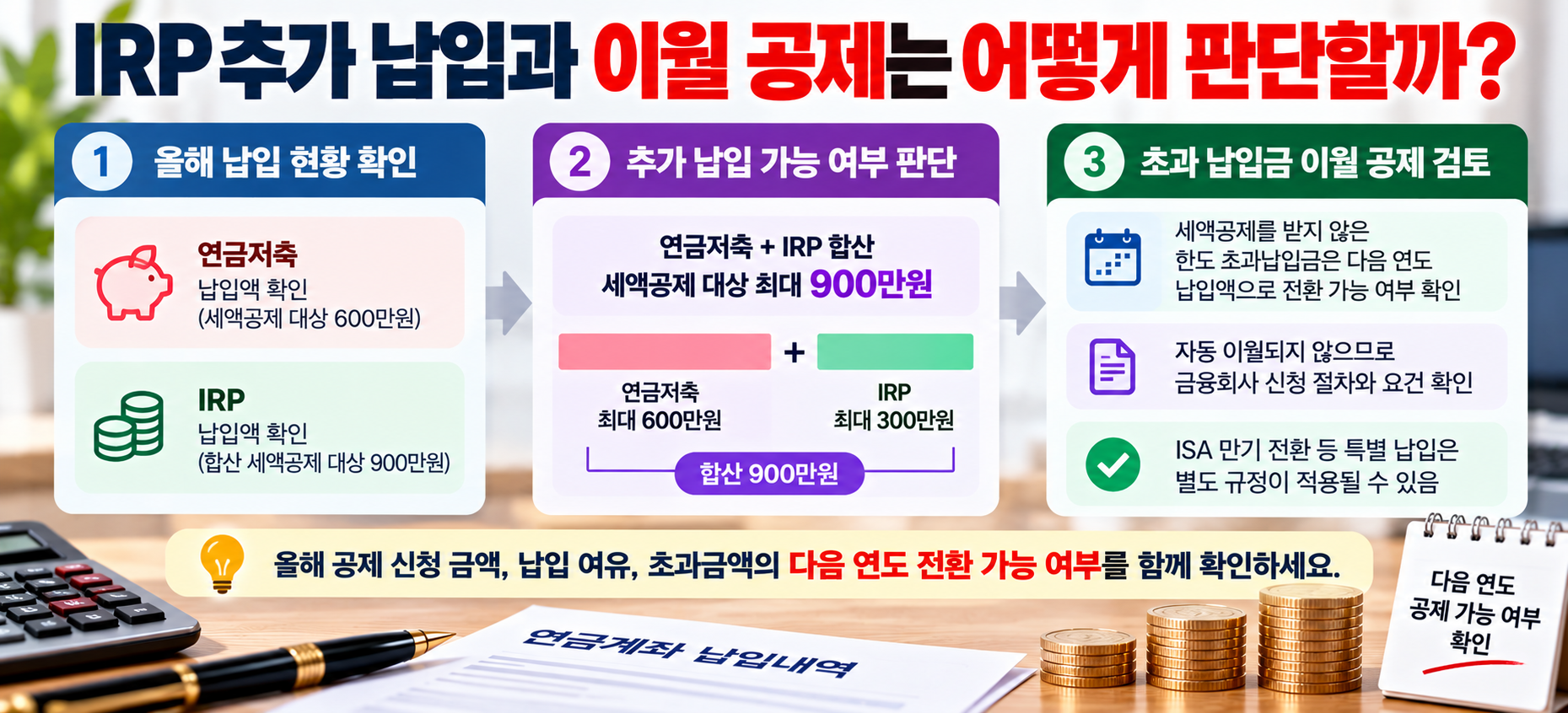 IRP 추가 납입과 연금저축 초과 납입금 이월 공제