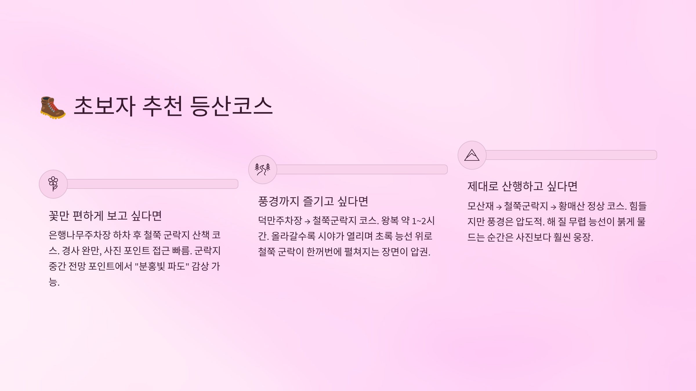 초보자 기준 추천 등산코스