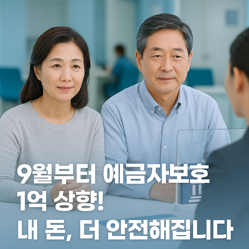 예금자보호한도 1억원 상향 9월부터 적용_은행에서 금융상담을 받고 있는 중년부부의 모습