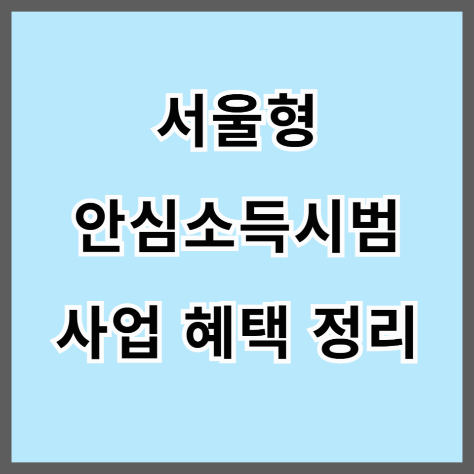 서울형 안심소득 시범사업 신청자격 알아보기