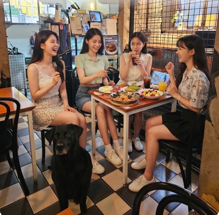 선릉역 인근에서 브런치를 즐기고 있는 사람들