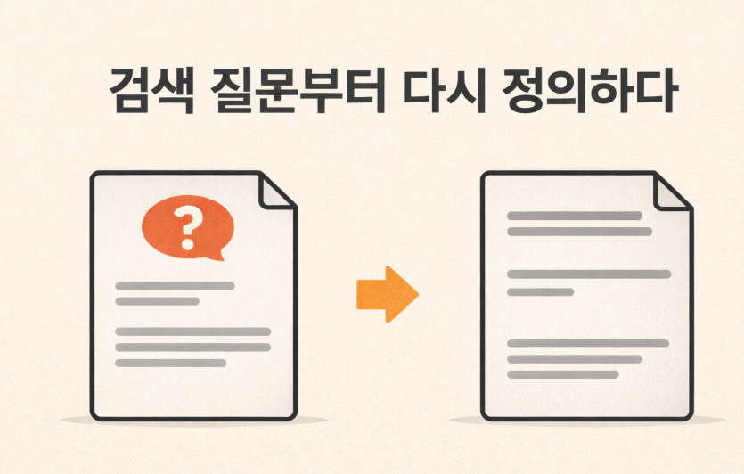 검색 질문을 기준으로 글을 설계하는 과정을 나타낸 구조