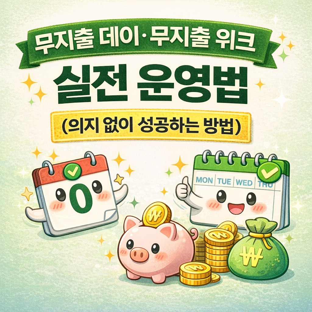 무지출 데이·무지출 위크 실전 운영법 (의지 없이 성공하는 방법)
무지출데이,무지출위크,절약챌린지,지출줄이기,소비습관,짠테크,생활비절약,연말연초절약,돈관리,가계부