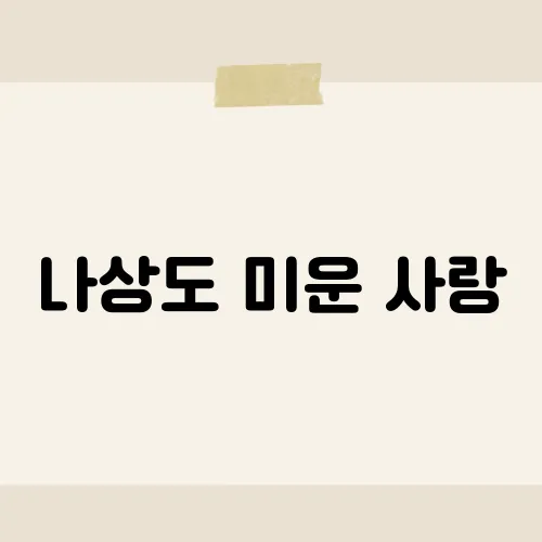나상도 미운 사랑, 그 노래에 담긴 감동의 이야기는?