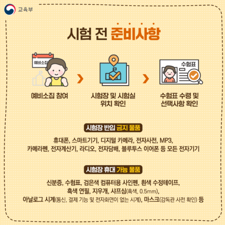 25학년도 수능 수험생 유의사항