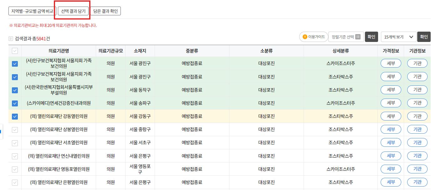 비급여진료비 정보